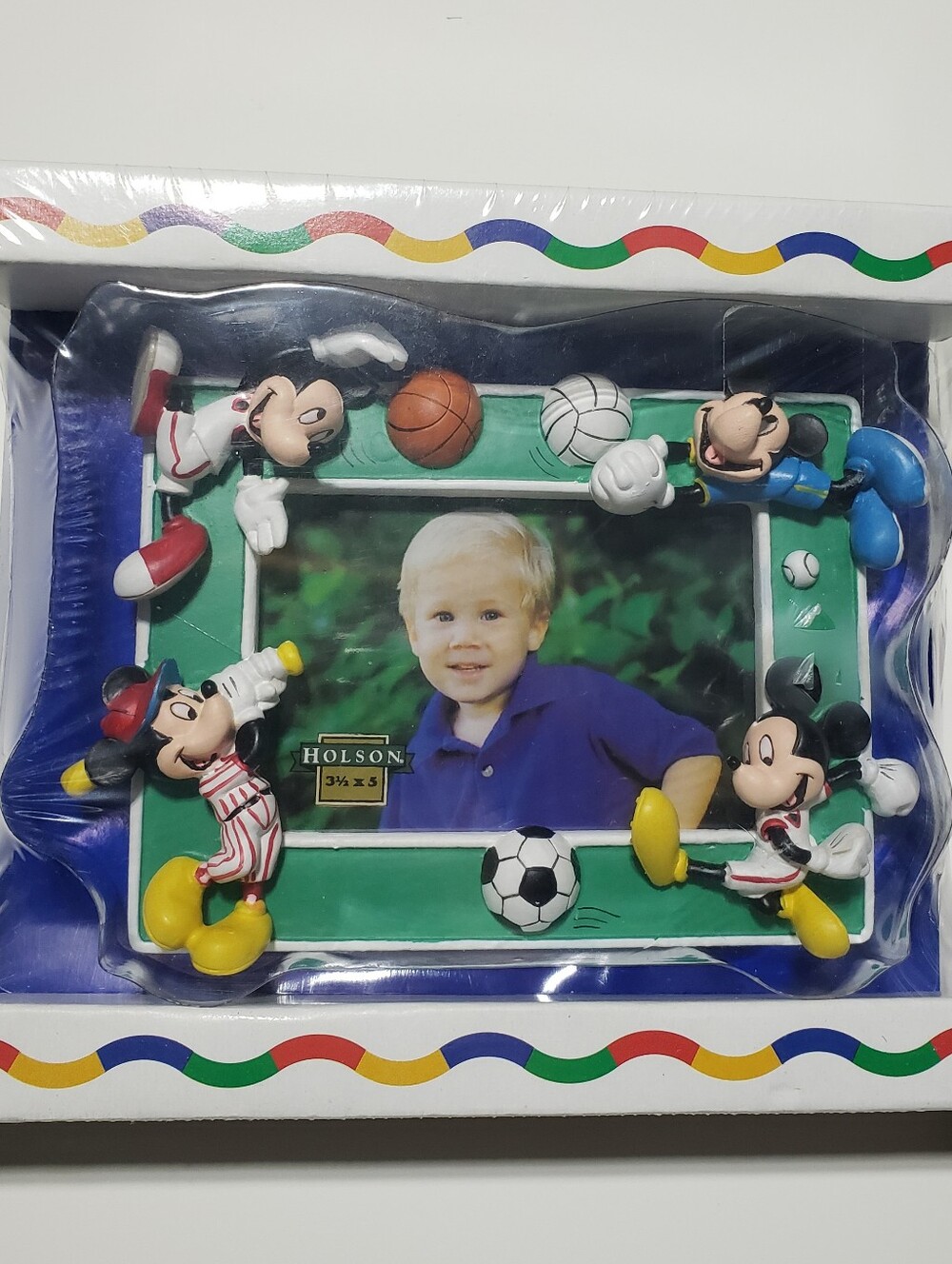 Vintage Holson Disney Mickey Mouse Sports Photo Frames 3.5x5 3D Resin NIB Lot/2
